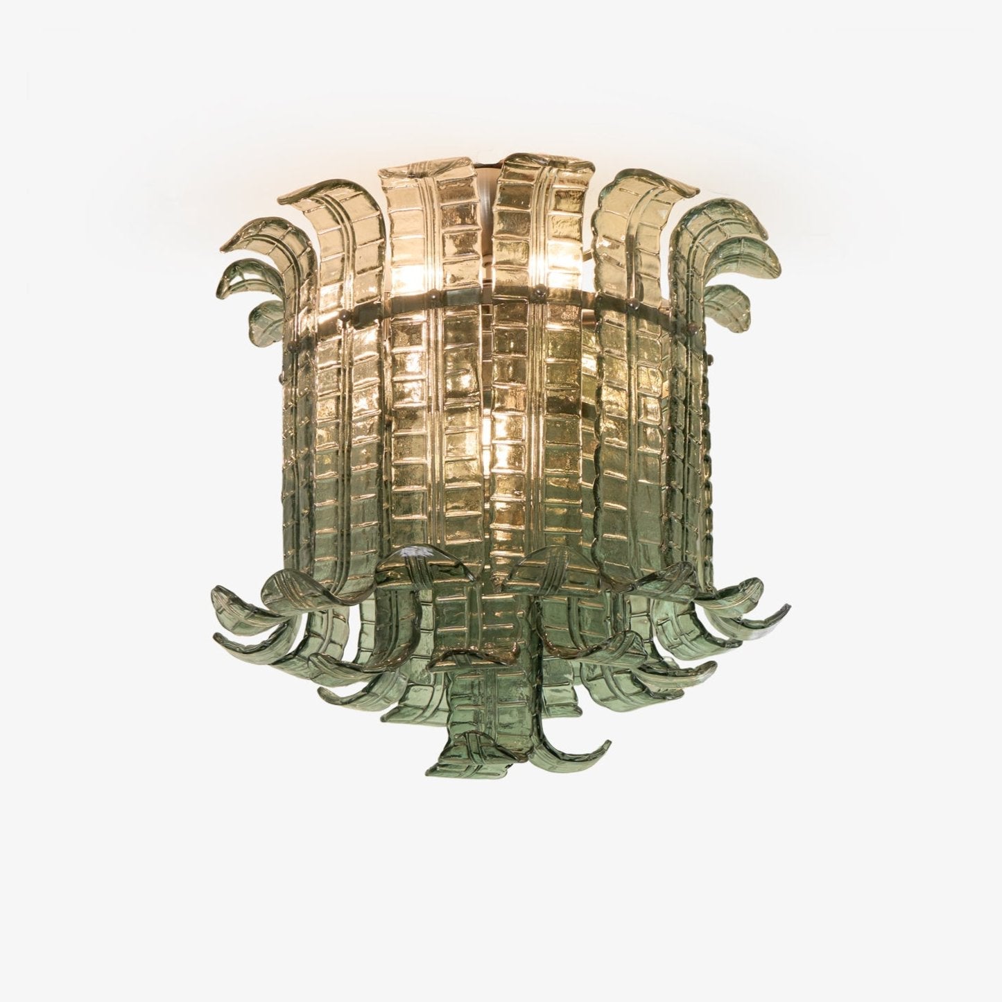 Murano Glass Ceiling Lamp | Hand-Crafted | Green Shade | 52cm Diameter