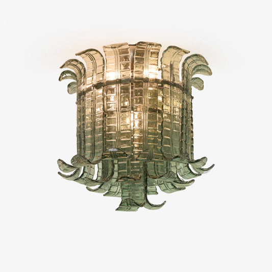 Murano Glass Ceiling Lamp | Hand-Crafted | Green Shade | 52cm Diameter