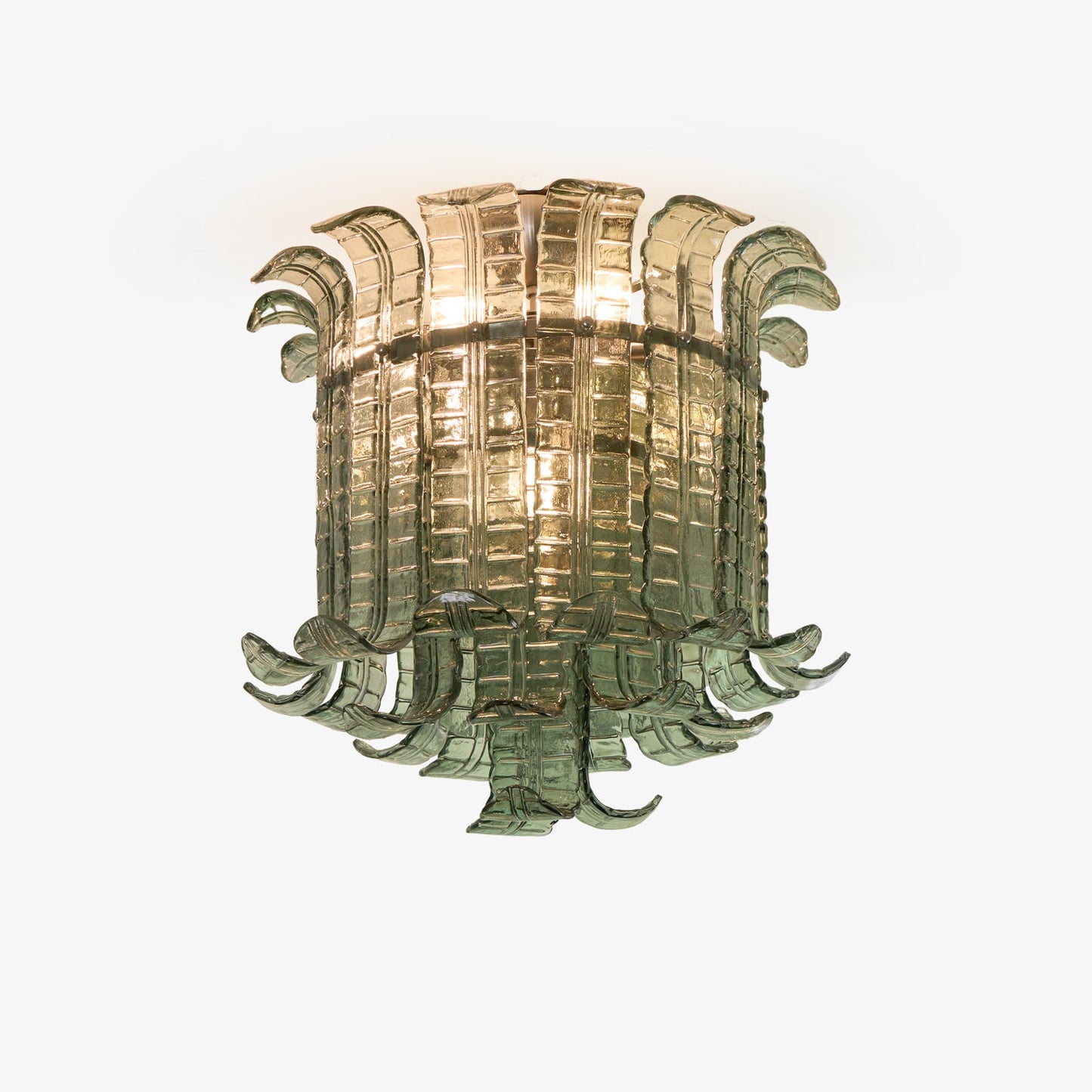 Murano Glass Ceiling Lamp | Hand-Crafted | Green Shade | 52cm Diameter