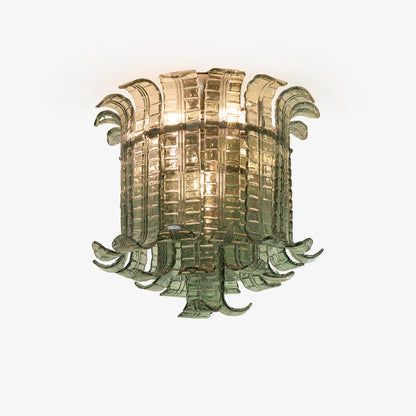 Murano Glass Ceiling Lamp | Hand-Crafted | Green Shade | 52cm Diameter