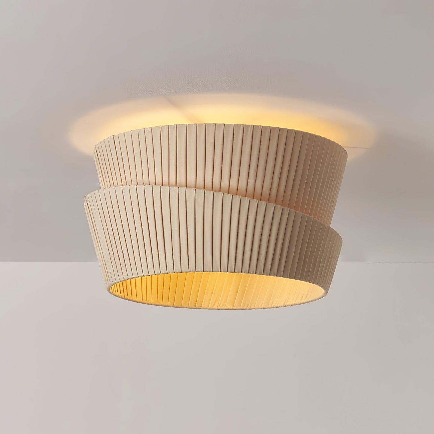 Vela Twist Ceiling Lamp | Beige Fabric & Metal | 45cm/55cm Diameter