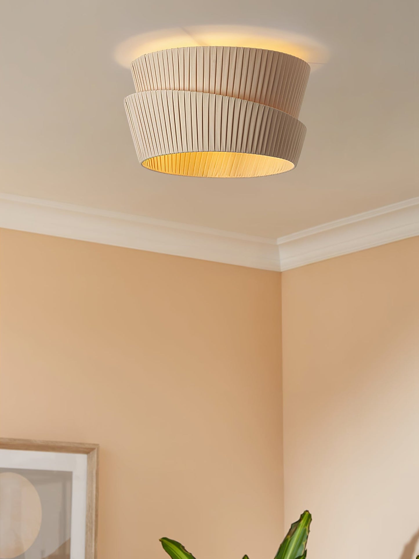 Vela Twist Ceiling Lamp | Beige Fabric & Metal | 45cm/55cm Diameter