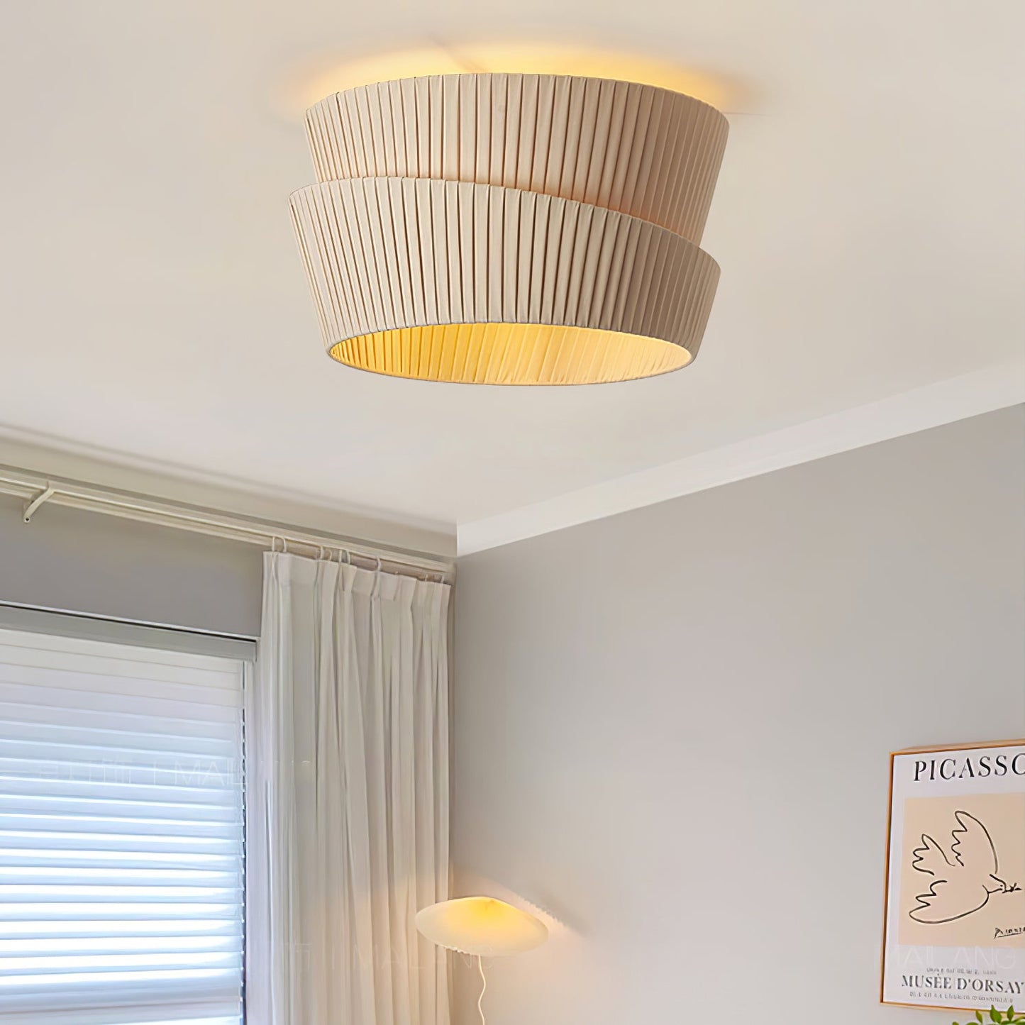 Vela Twist Ceiling Lamp | Beige Fabric & Metal | 45cm/55cm Diameter