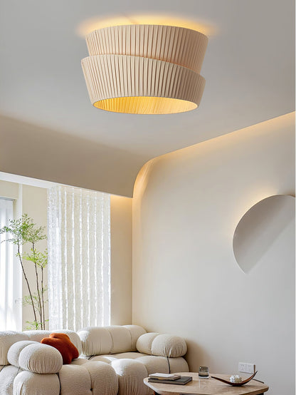 Vela Twist Ceiling Lamp | Beige Fabric & Metal | 45cm/55cm Diameter