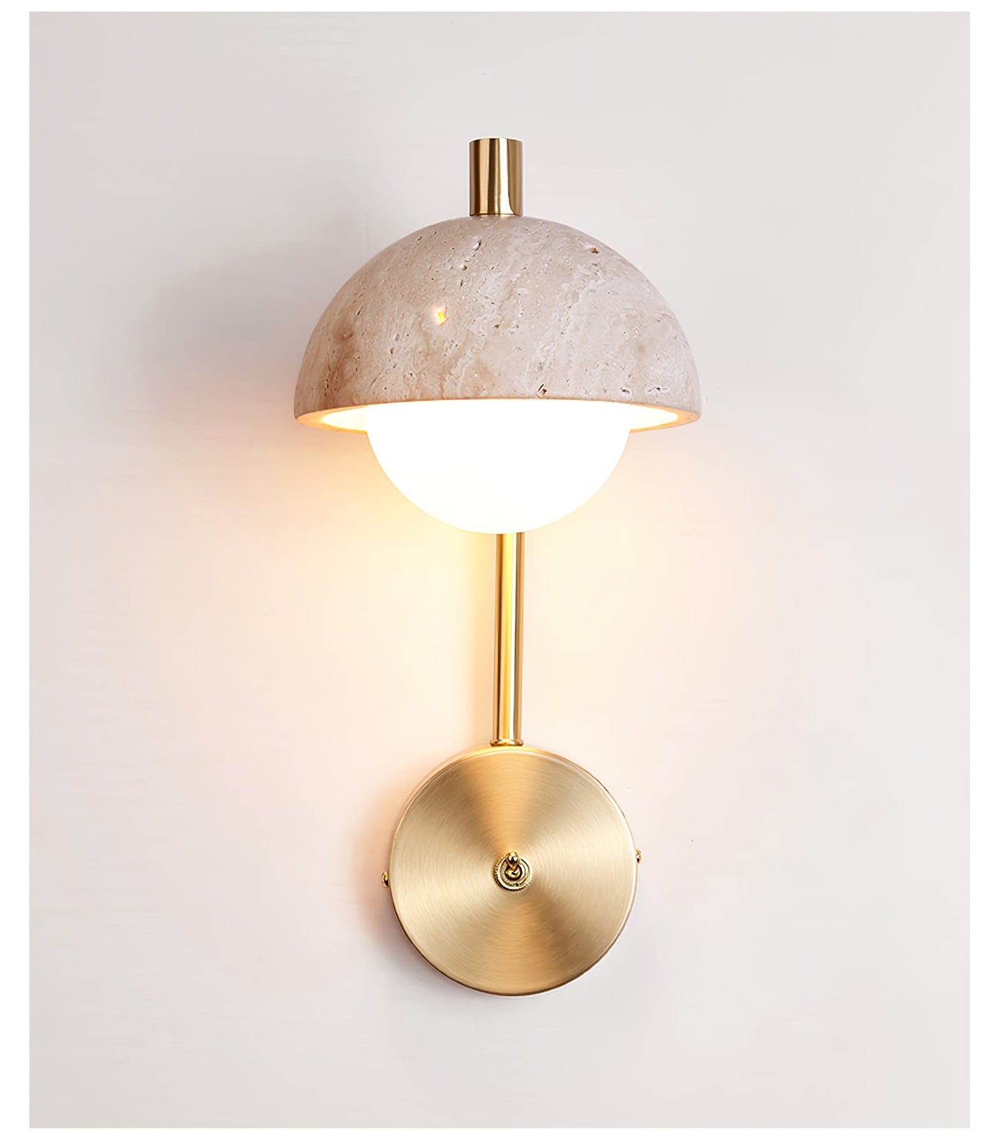 Vellum Wall Lamp | Yellow Travertine & Opal Glass | 15cm Diameter