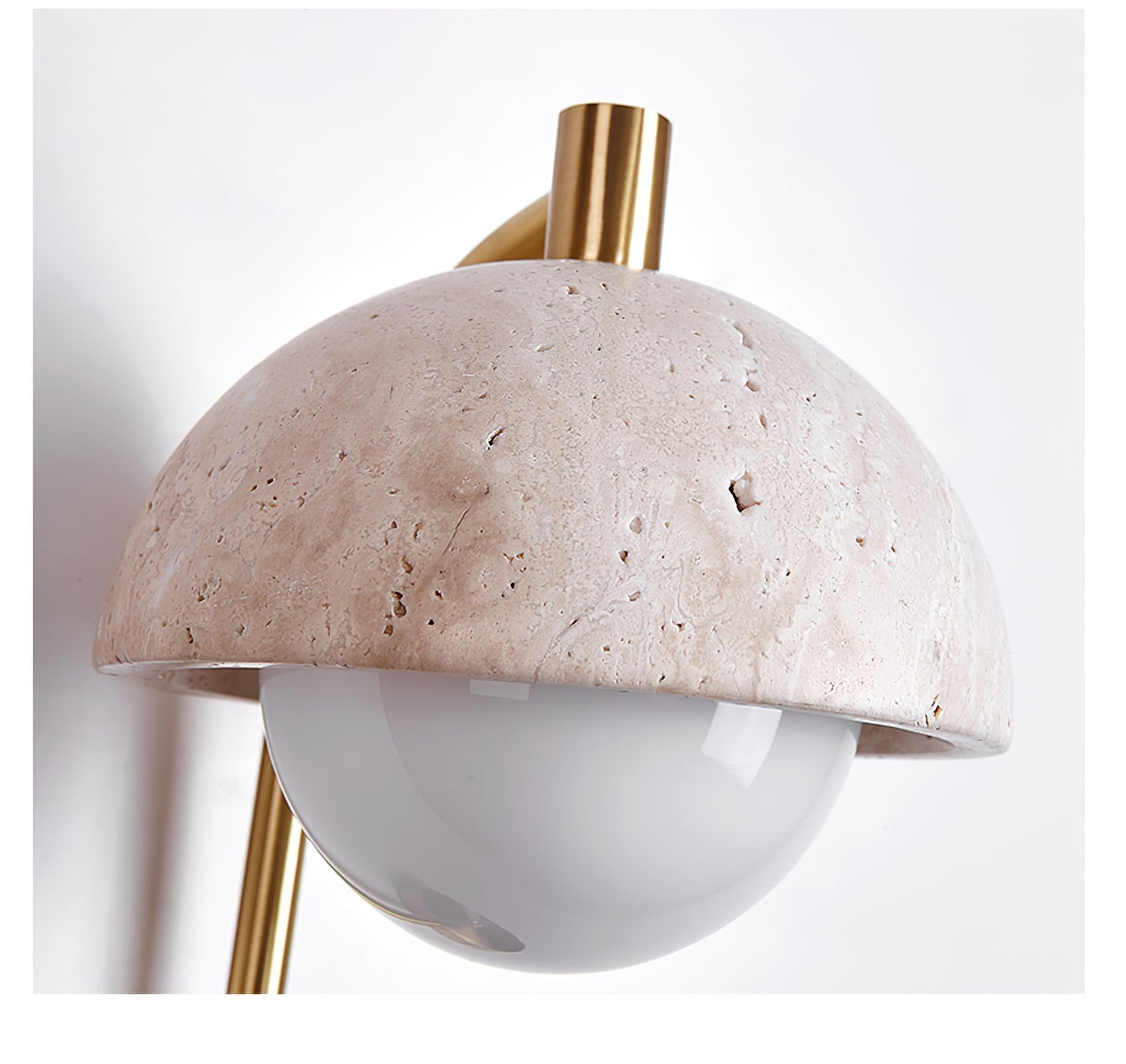 Vellum Wall Lamp | Yellow Travertine & Opal Glass | 15cm Diameter
