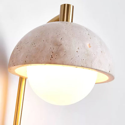 Vellum Wall Lamp | Yellow Travertine & Opal Glass | 15cm Diameter