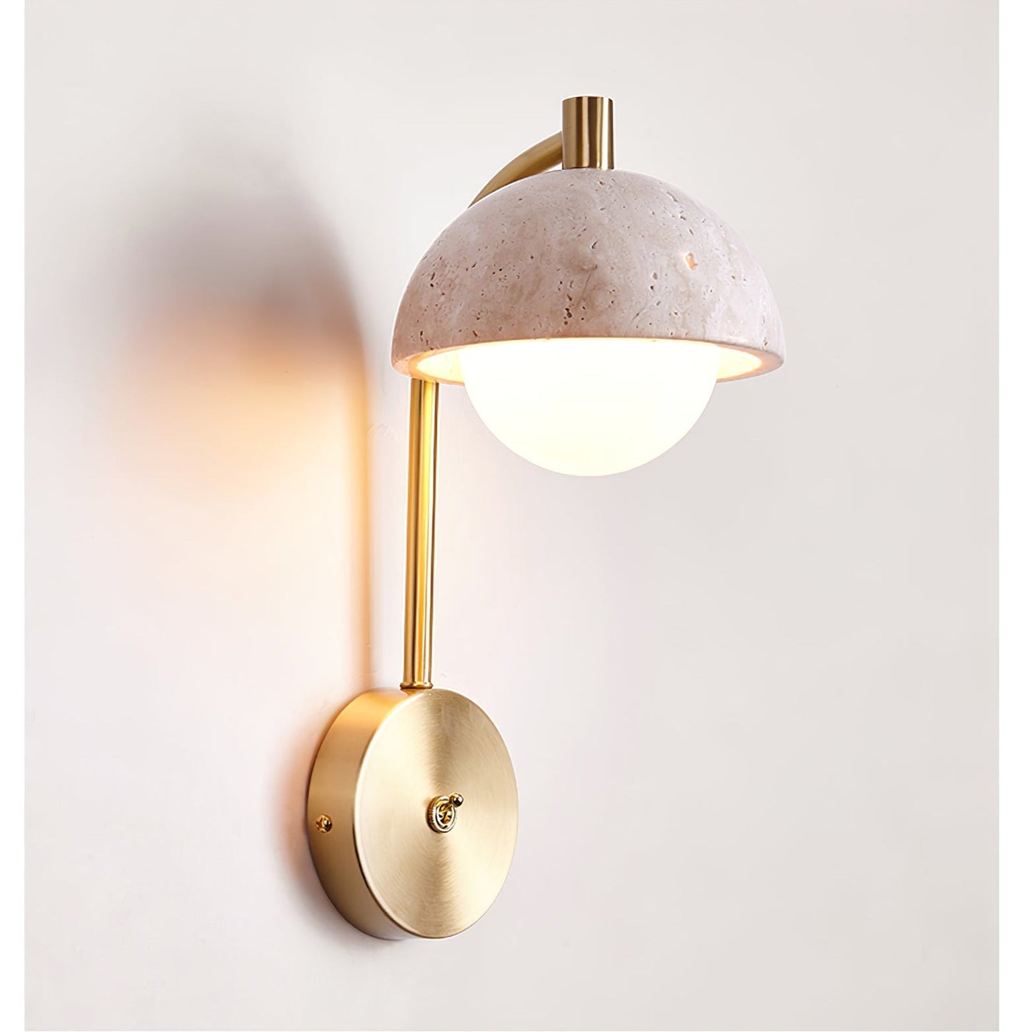 Vellum Wall Lamp | Yellow Travertine & Opal Glass | 15cm Diameter