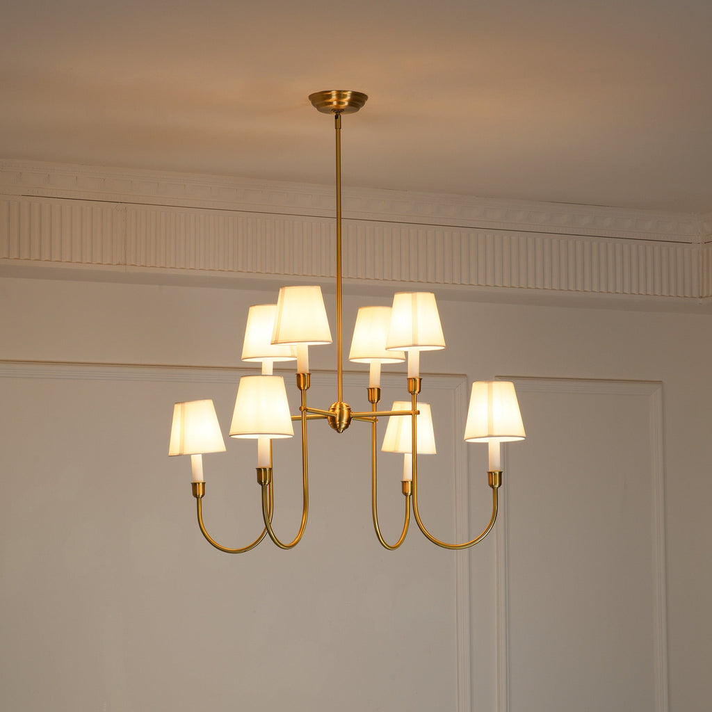 Vendome Chandelier | Brass & Fabric | 4-Lights or 8-Lights Options