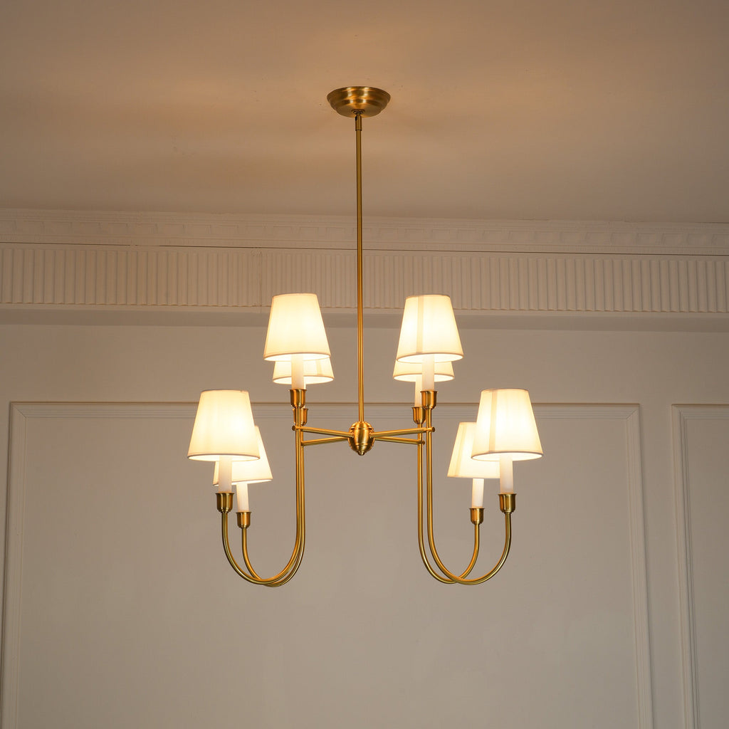 Vendome Chandelier | Brass & Fabric | 4-Lights or 8-Lights Options
