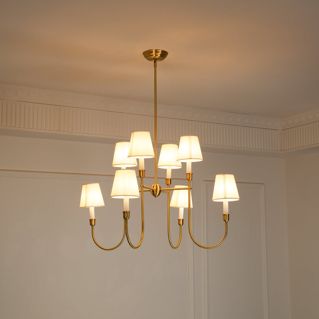 Vendome Chandelier | Brass & Fabric | 4-Lights or 8-Lights Options