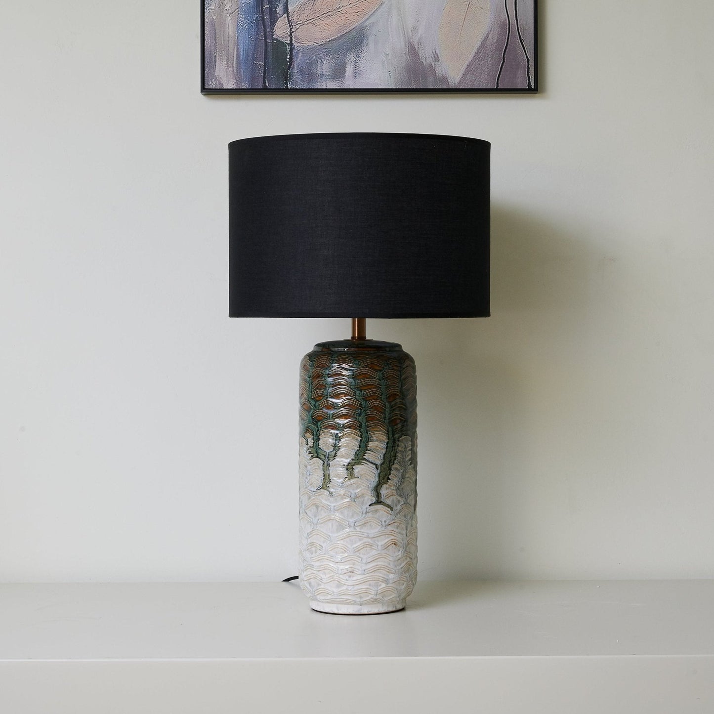 Ceramic Table Lamp | Hand-Glazed Green Design | 62cm Height