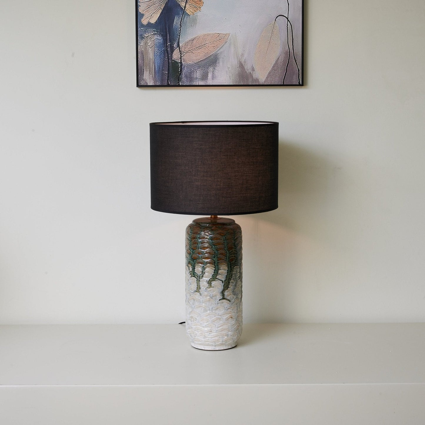 Ceramic Table Lamp | Hand-Glazed Green Design | 62cm Height