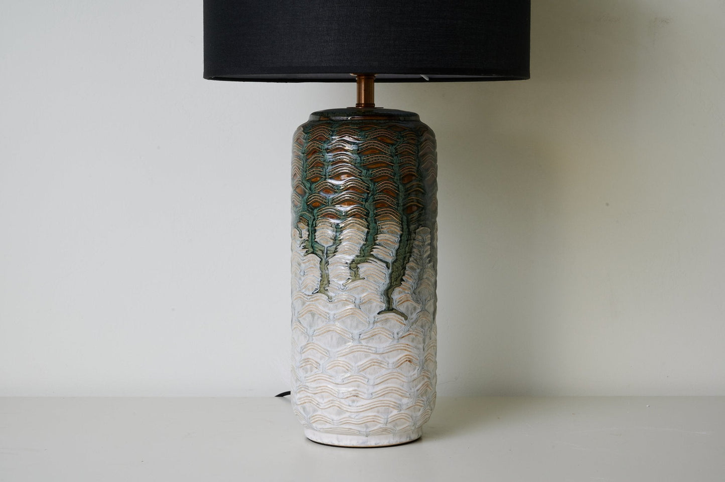 Ceramic Table Lamp | Hand-Glazed Green Design | 62cm Height