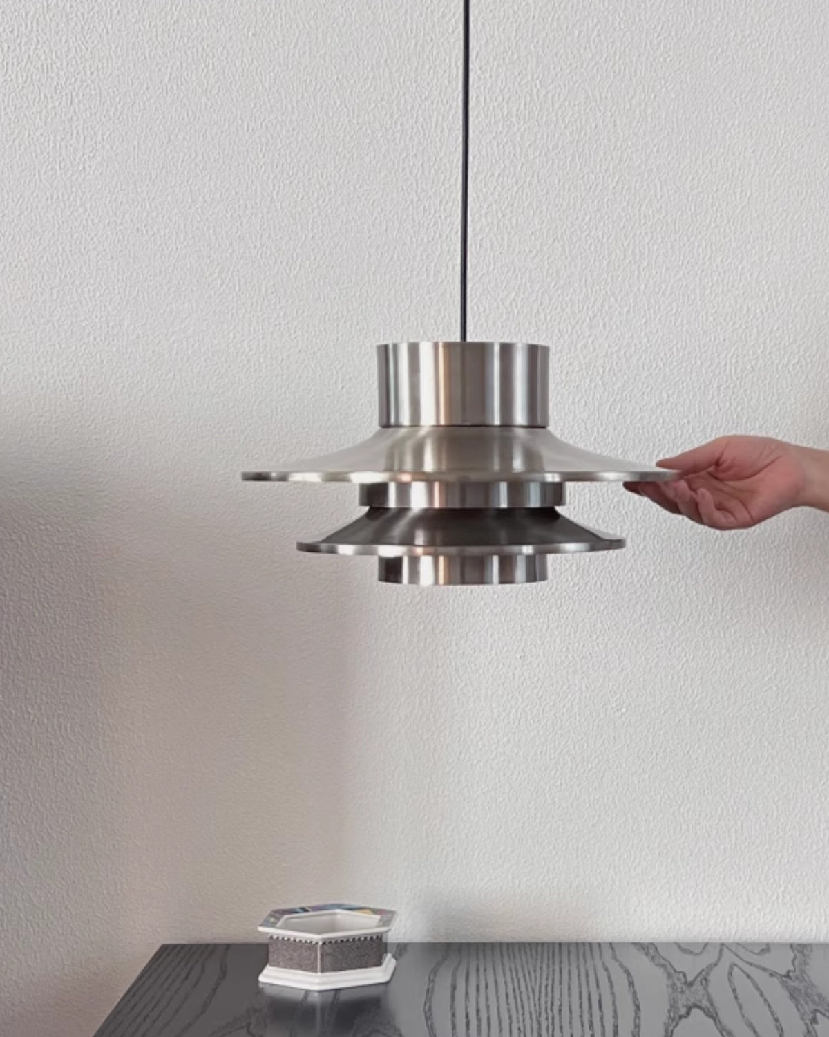 Verona Pendant Light | Chrome Aluminum | 36cm Diameter
