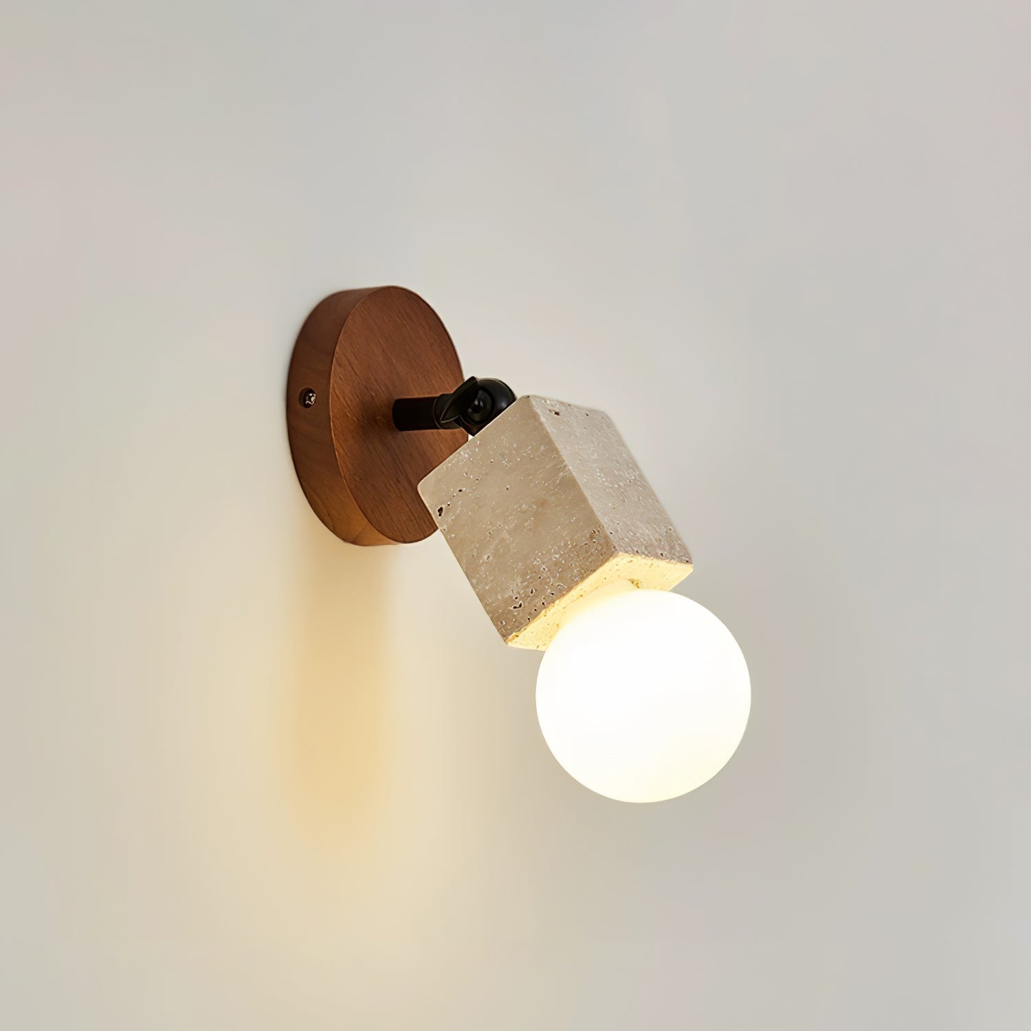 Wall Light | Yellow Travertine & Wood | Adjustable