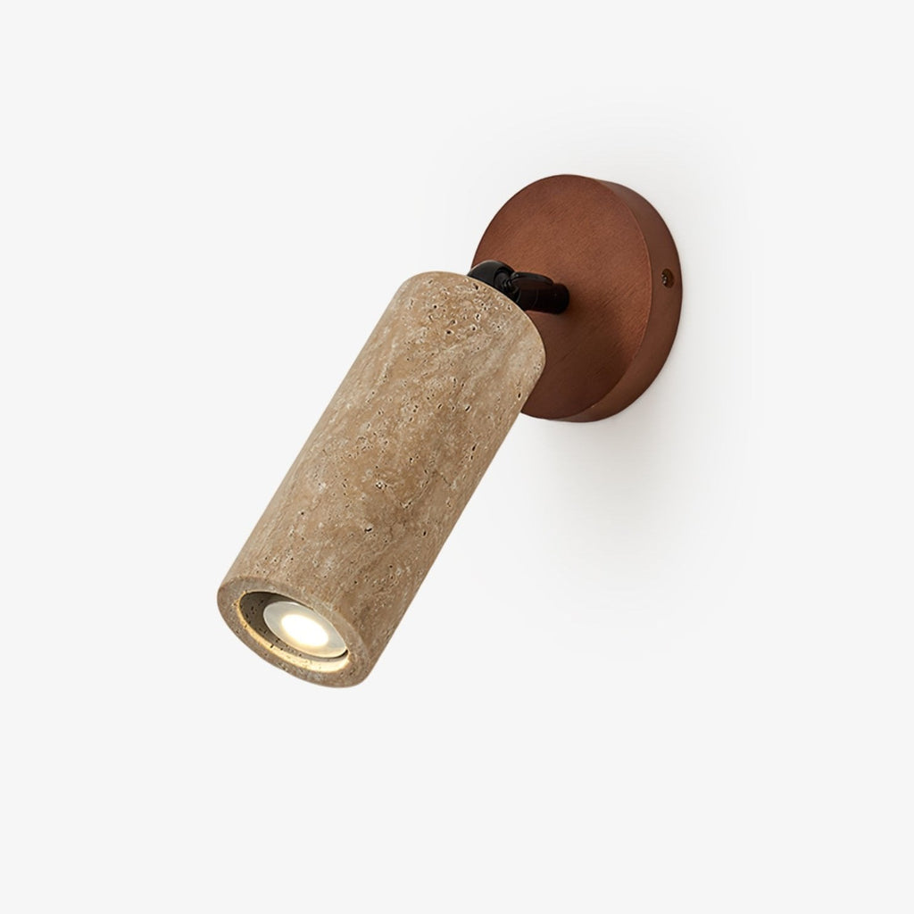 Wall Light | Yellow Travertine & Wood | Adjustable