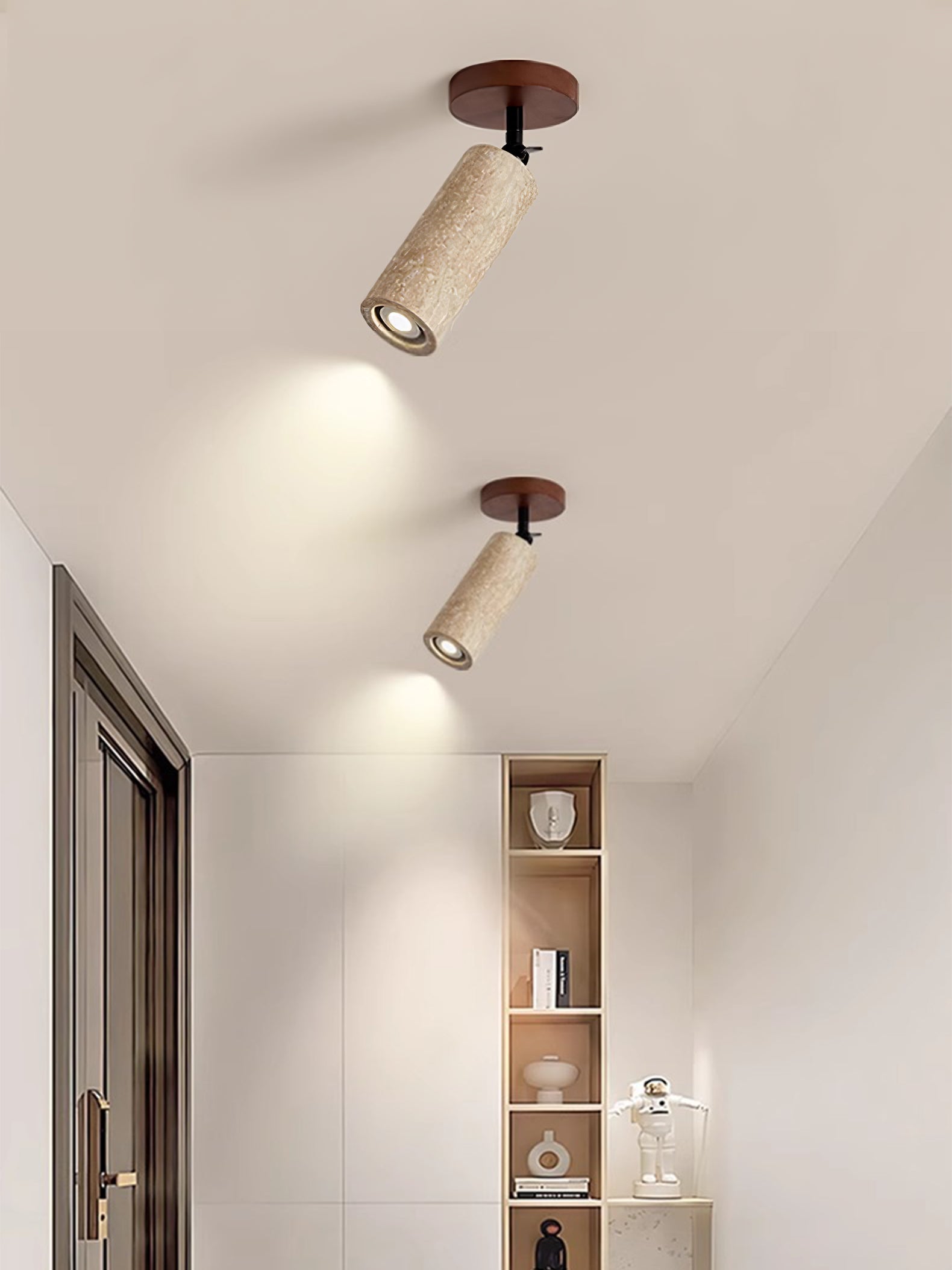 Wall Light | Yellow Travertine & Wood | Adjustable