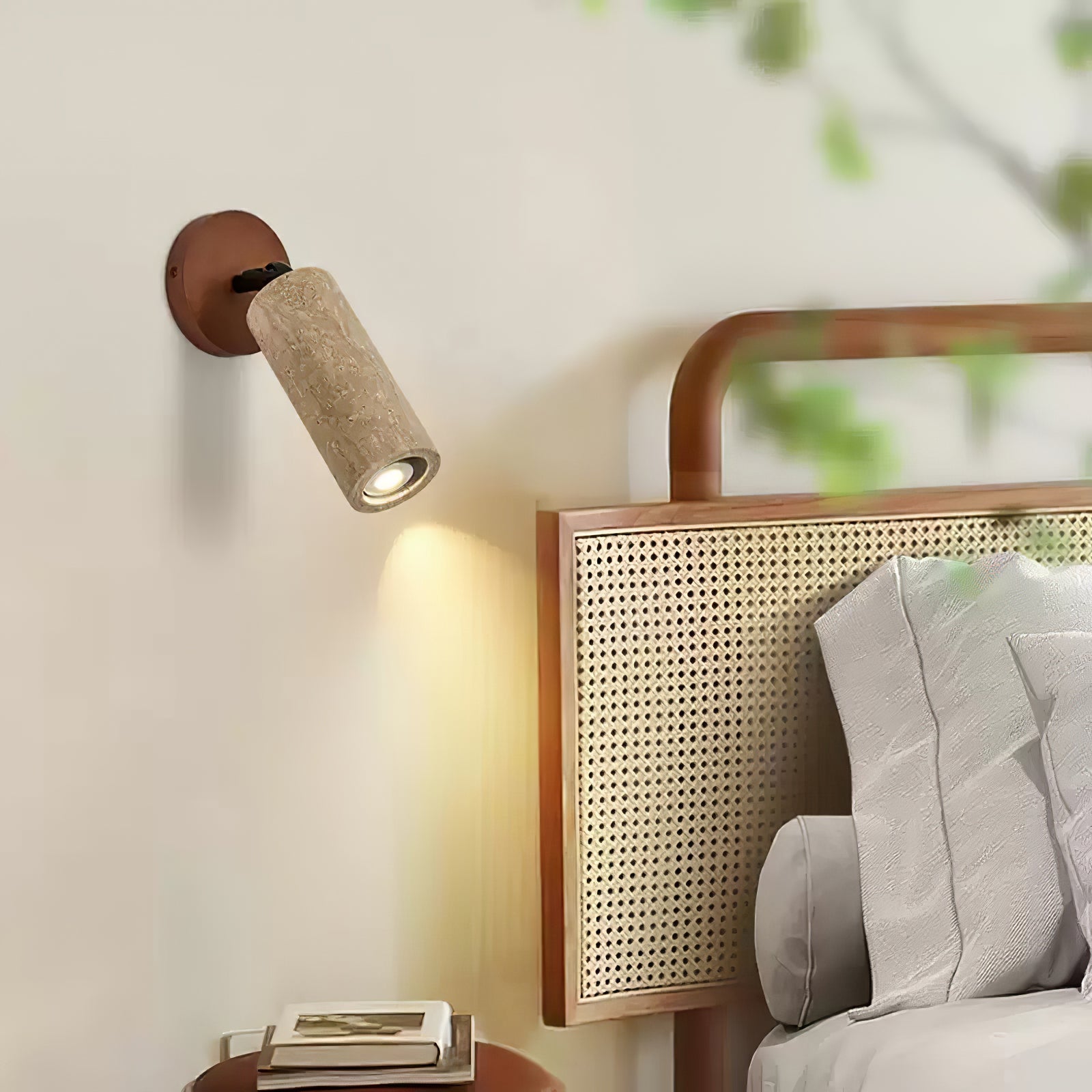 Wall Light | Yellow Travertine & Wood | Adjustable