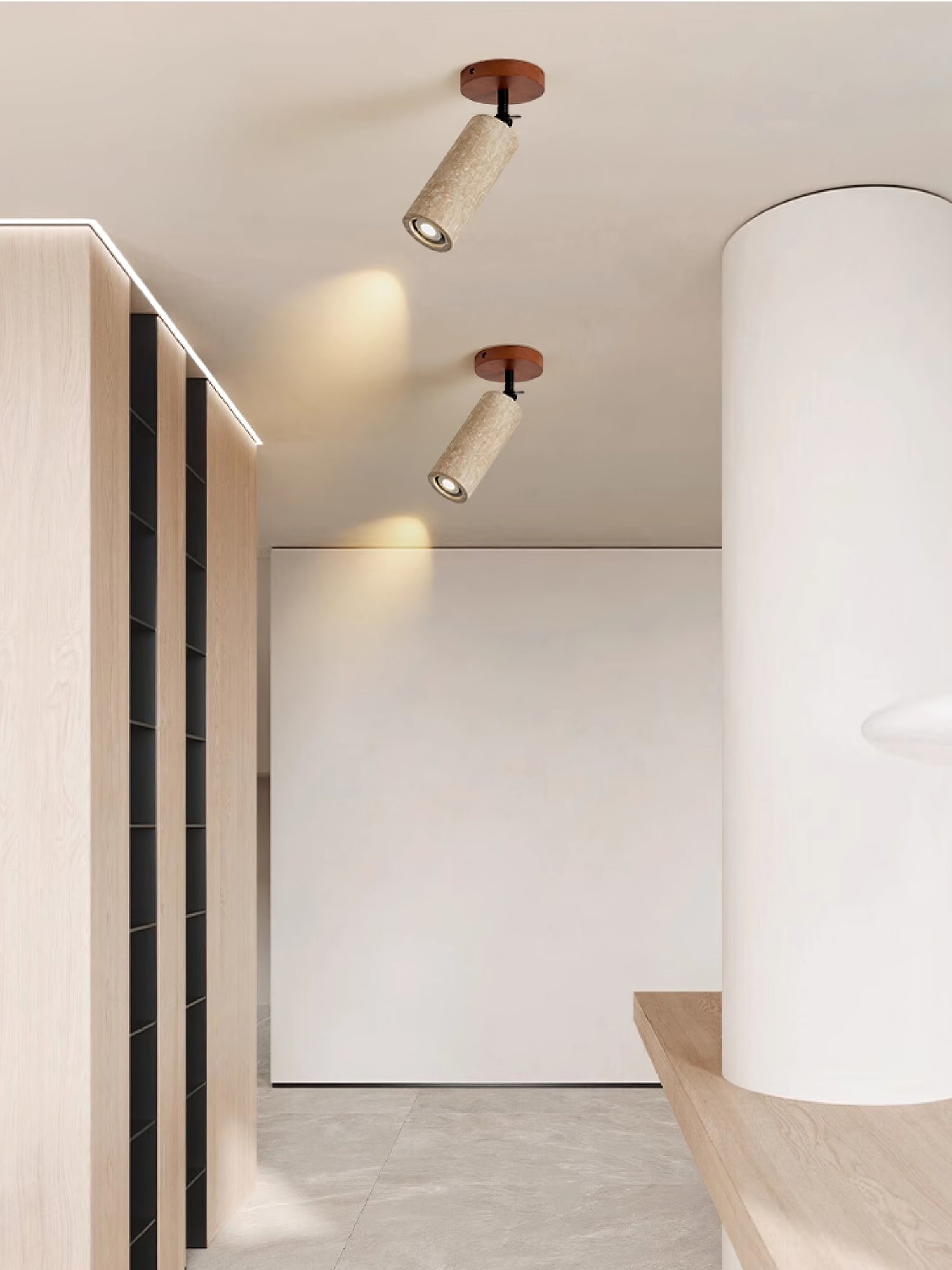 Wall Light | Yellow Travertine & Wood | Adjustable