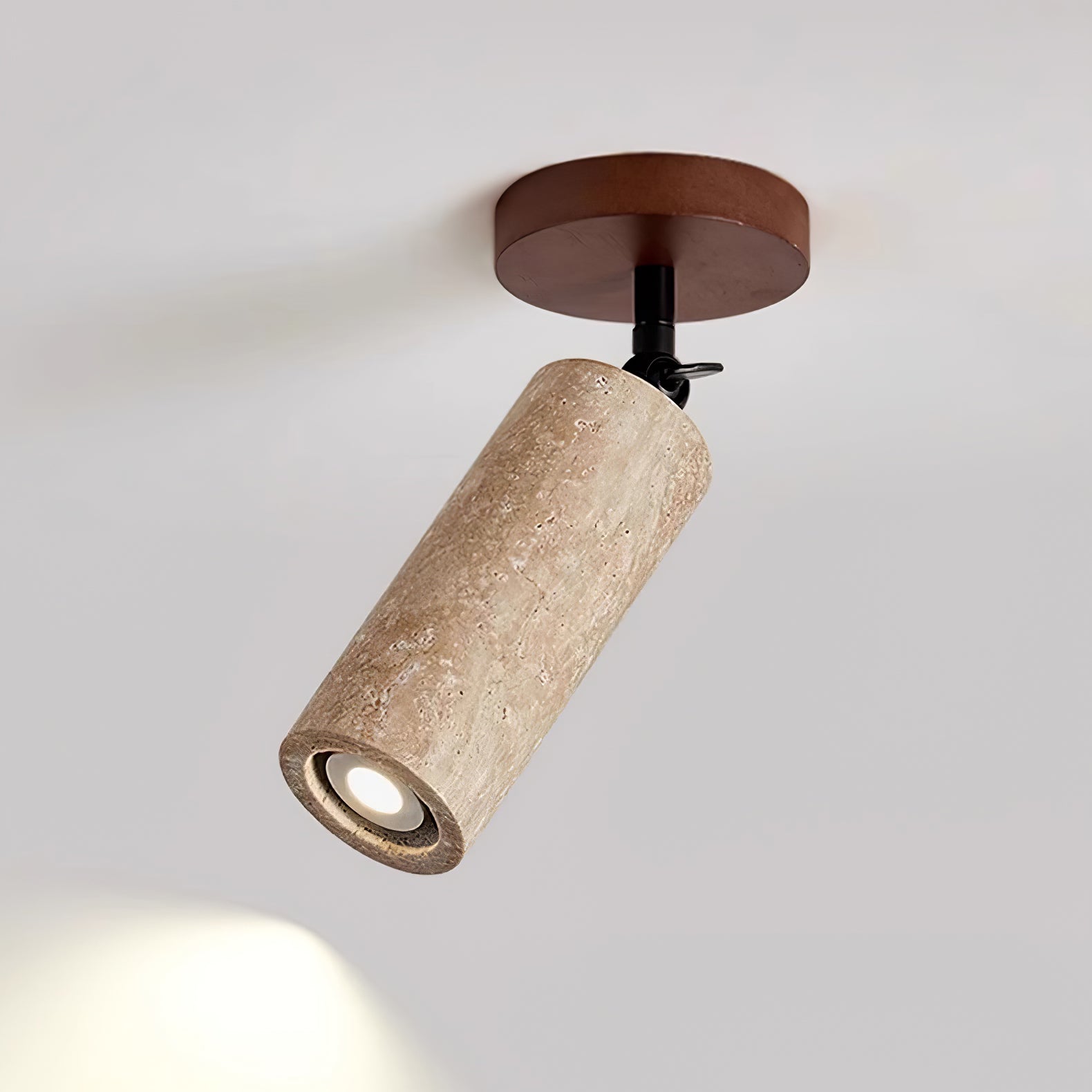Wall Light | Yellow Travertine & Wood | Adjustable