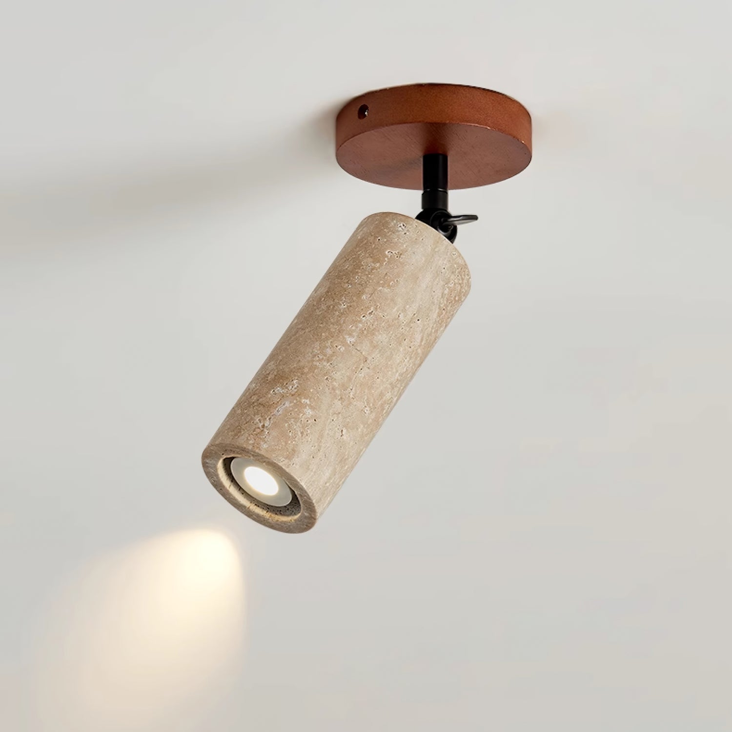 Wall Light | Yellow Travertine & Wood | Adjustable