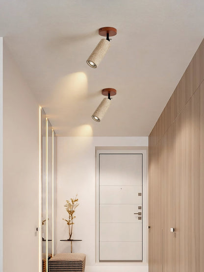 Wall Light | Yellow Travertine & Wood | Adjustable