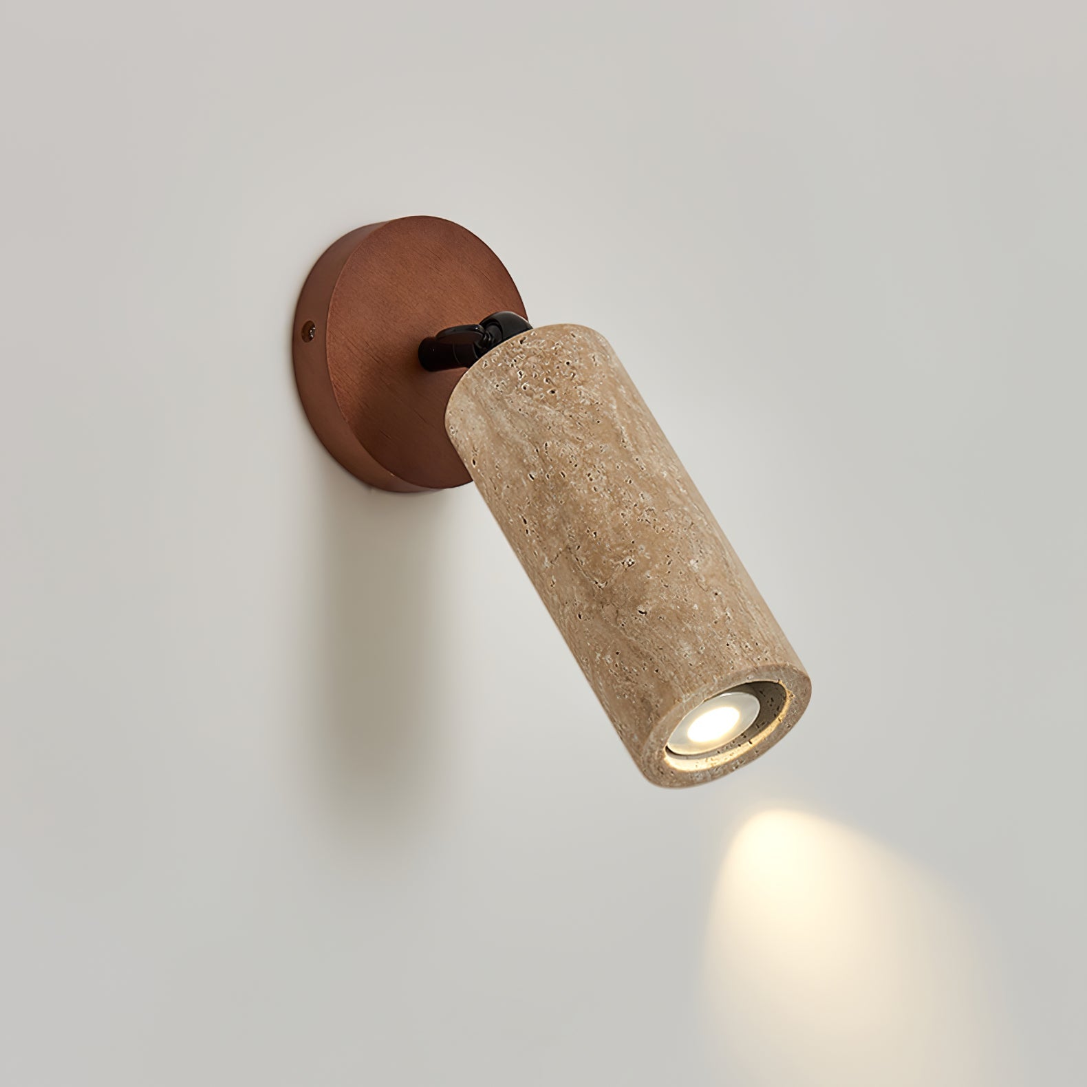 Wall Light | Yellow Travertine & Wood | Adjustable