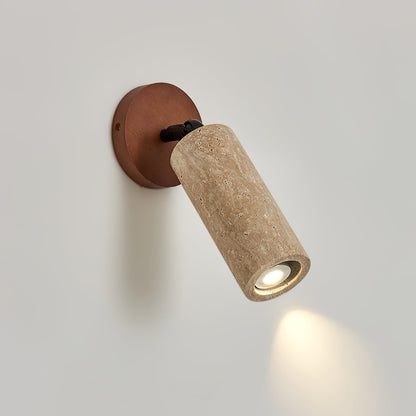 Wall Light | Yellow Travertine & Wood | Adjustable