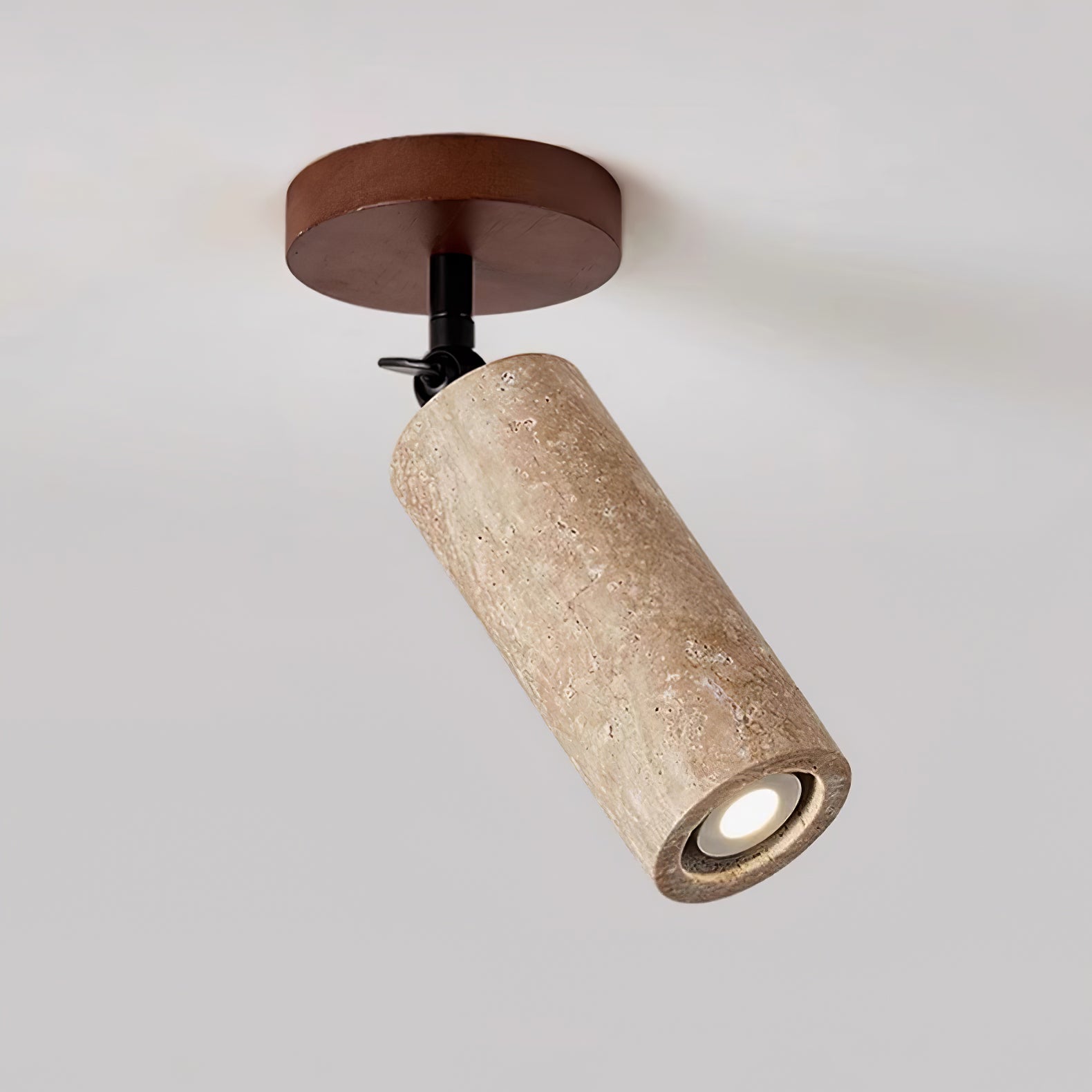 Wall Light | Yellow Travertine & Wood | Adjustable