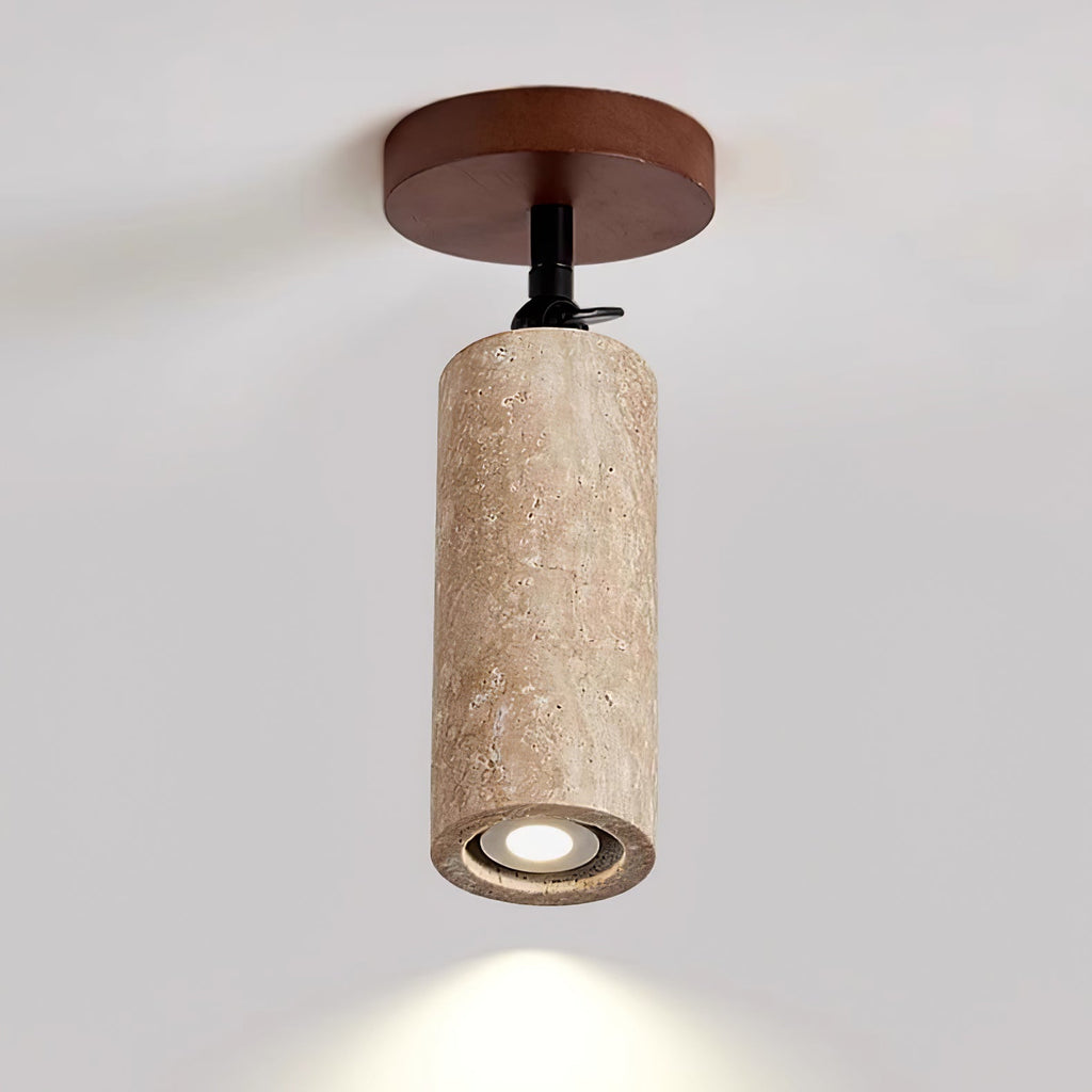 Wall Light | Yellow Travertine & Wood | Adjustable