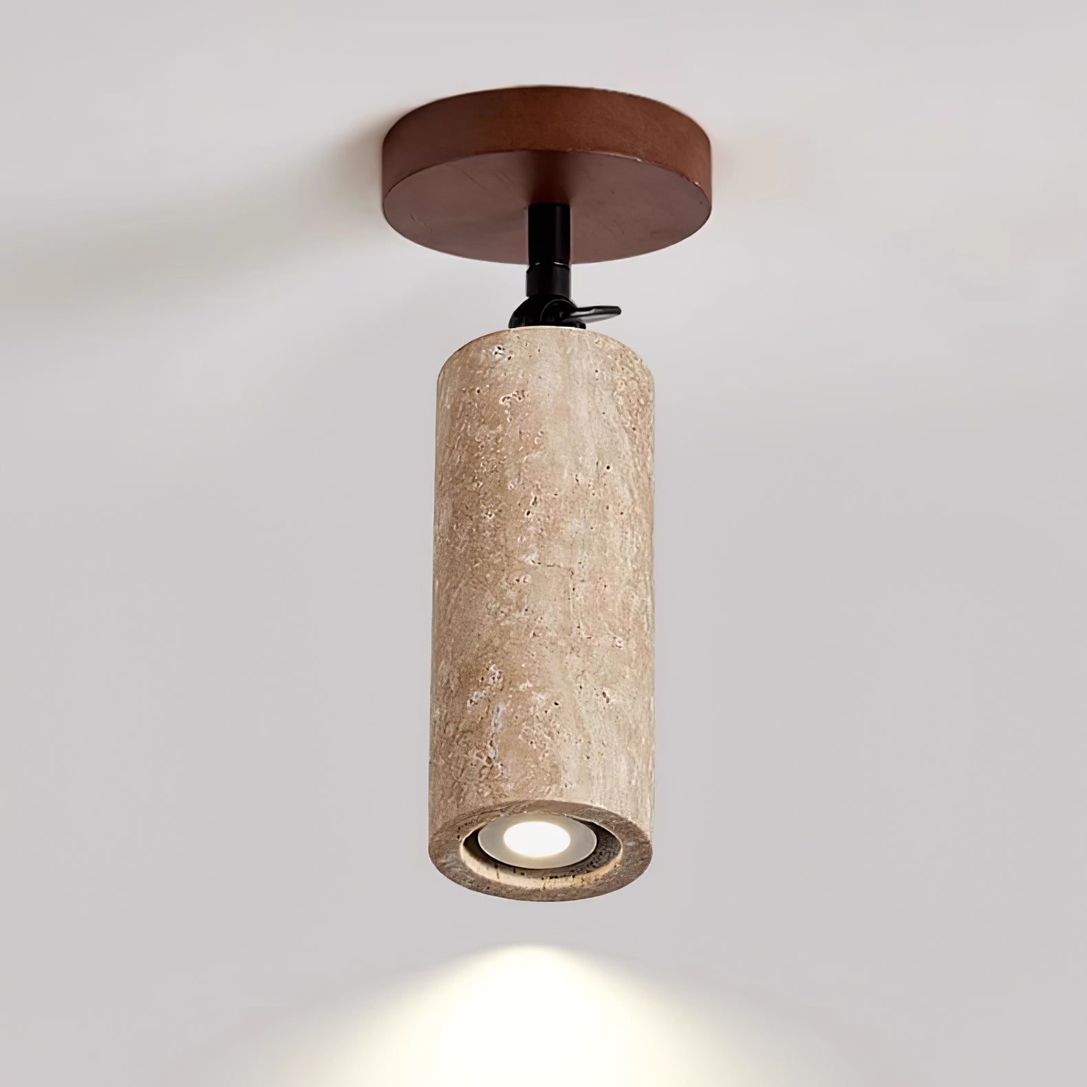 Wall Light | Yellow Travertine & Wood | Adjustable