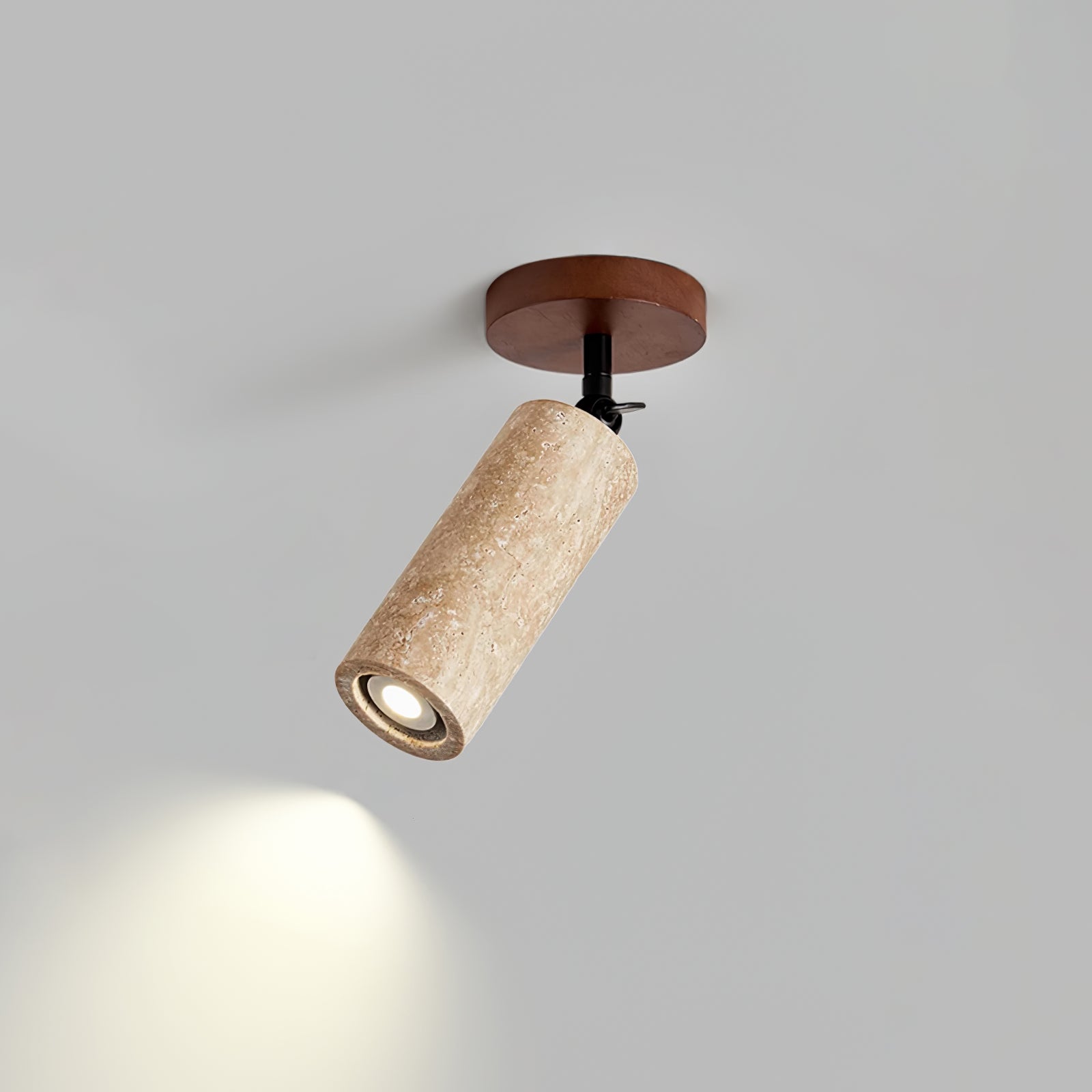Wall Light | Yellow Travertine & Wood | Adjustable
