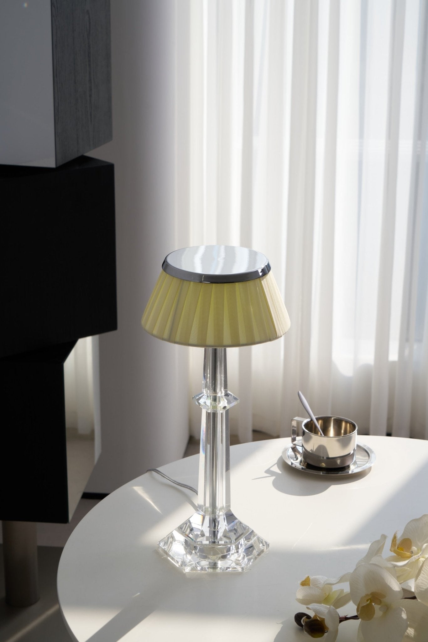 Versailles Table Lamp | Metal & Glass | Chrome Finish, White Shade