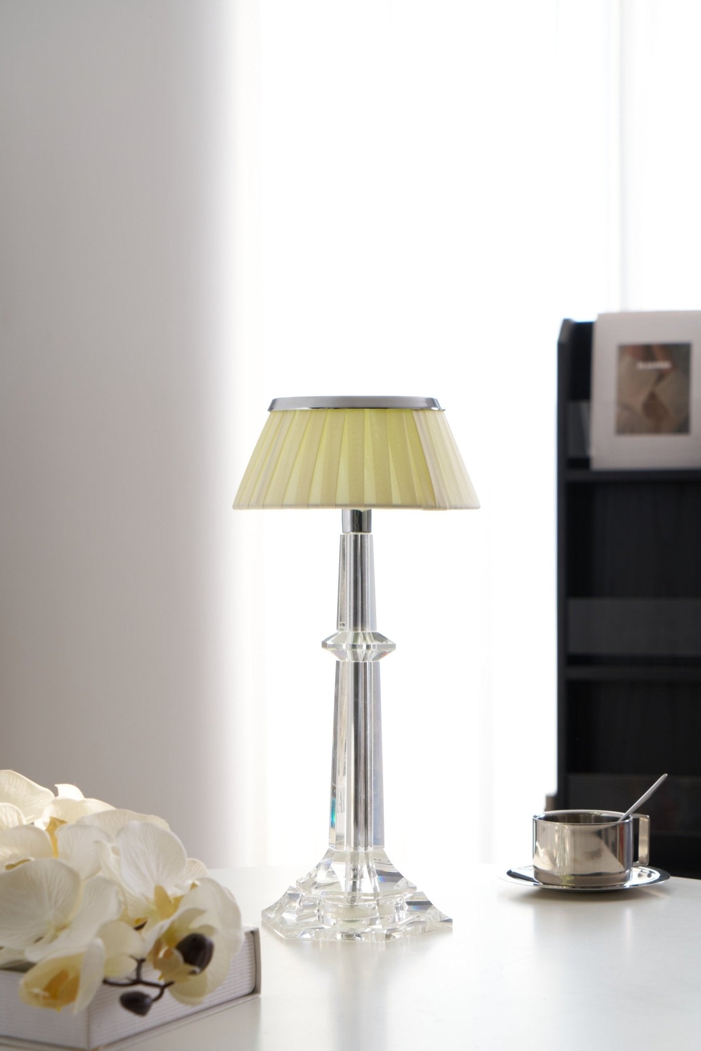 Versailles Table Lamp | Metal & Glass | Chrome Finish, White Shade
