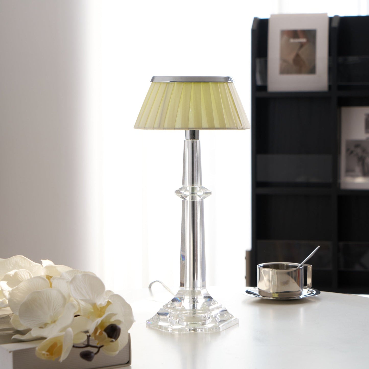 Versailles Table Lamp | Metal & Glass | Chrome Finish, White Shade