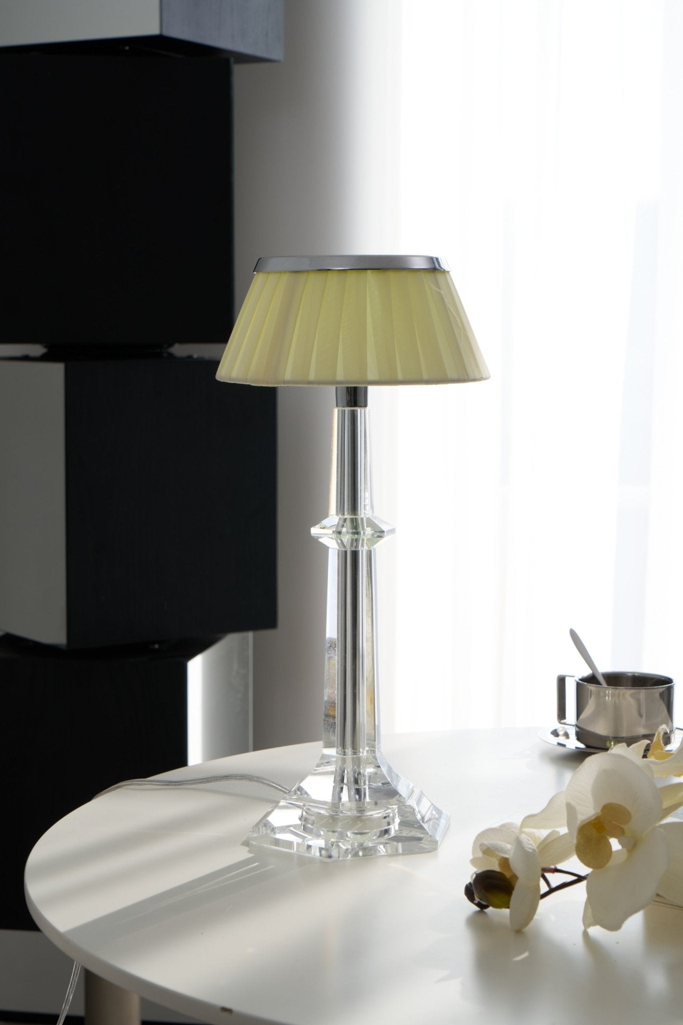 Versailles Table Lamp | Metal & Glass | Chrome Finish, White Shade