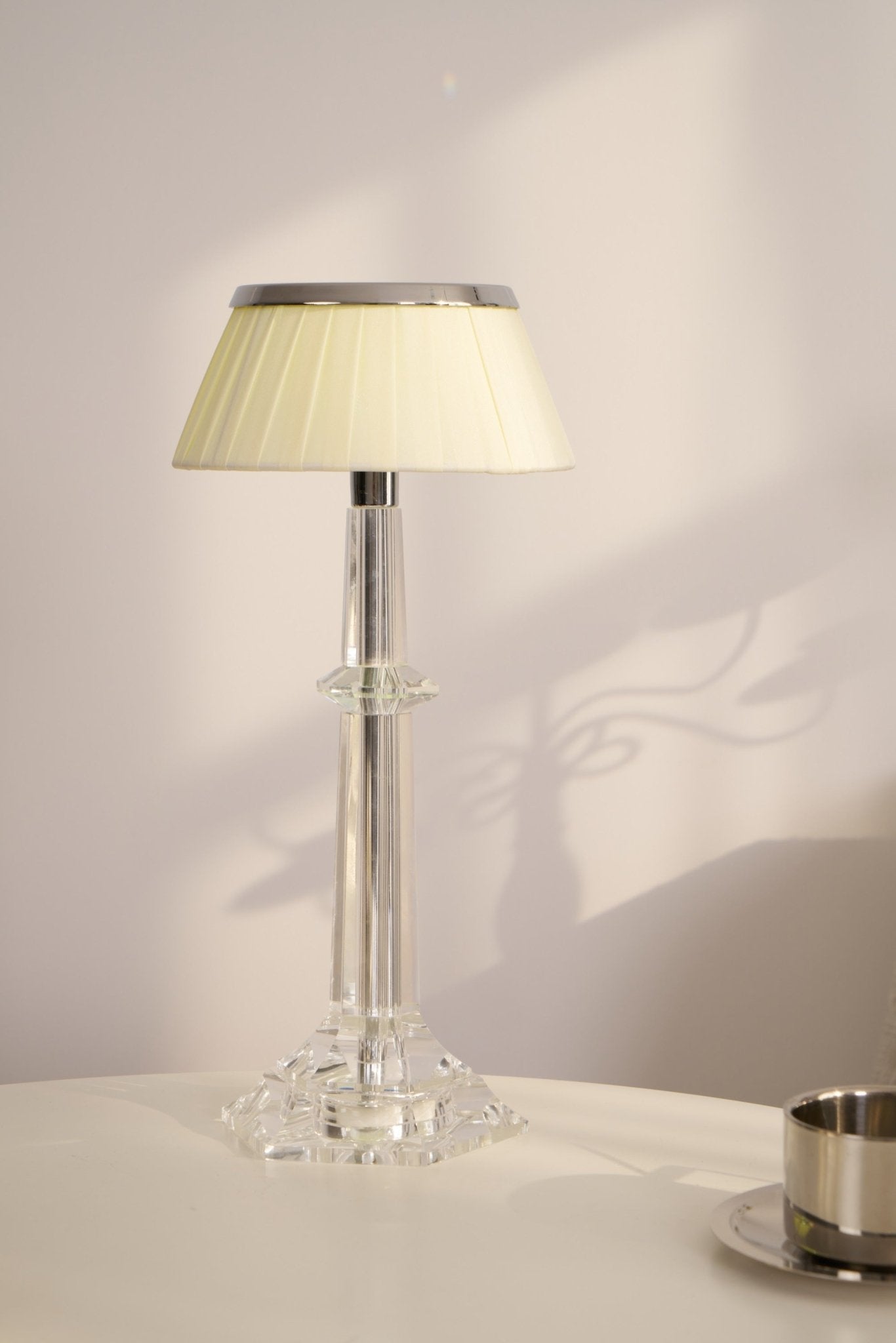 Versailles Table Lamp | Metal & Glass | Chrome Finish, White Shade