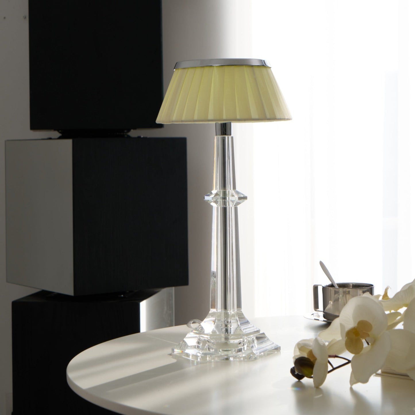 Versailles Table Lamp | Metal & Glass | Chrome Finish, White Shade