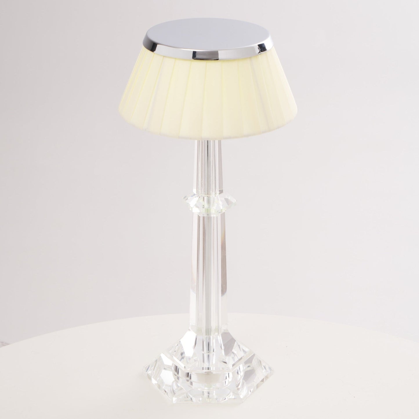 Versailles Table Lamp | Metal & Glass | Chrome Finish, White Shade