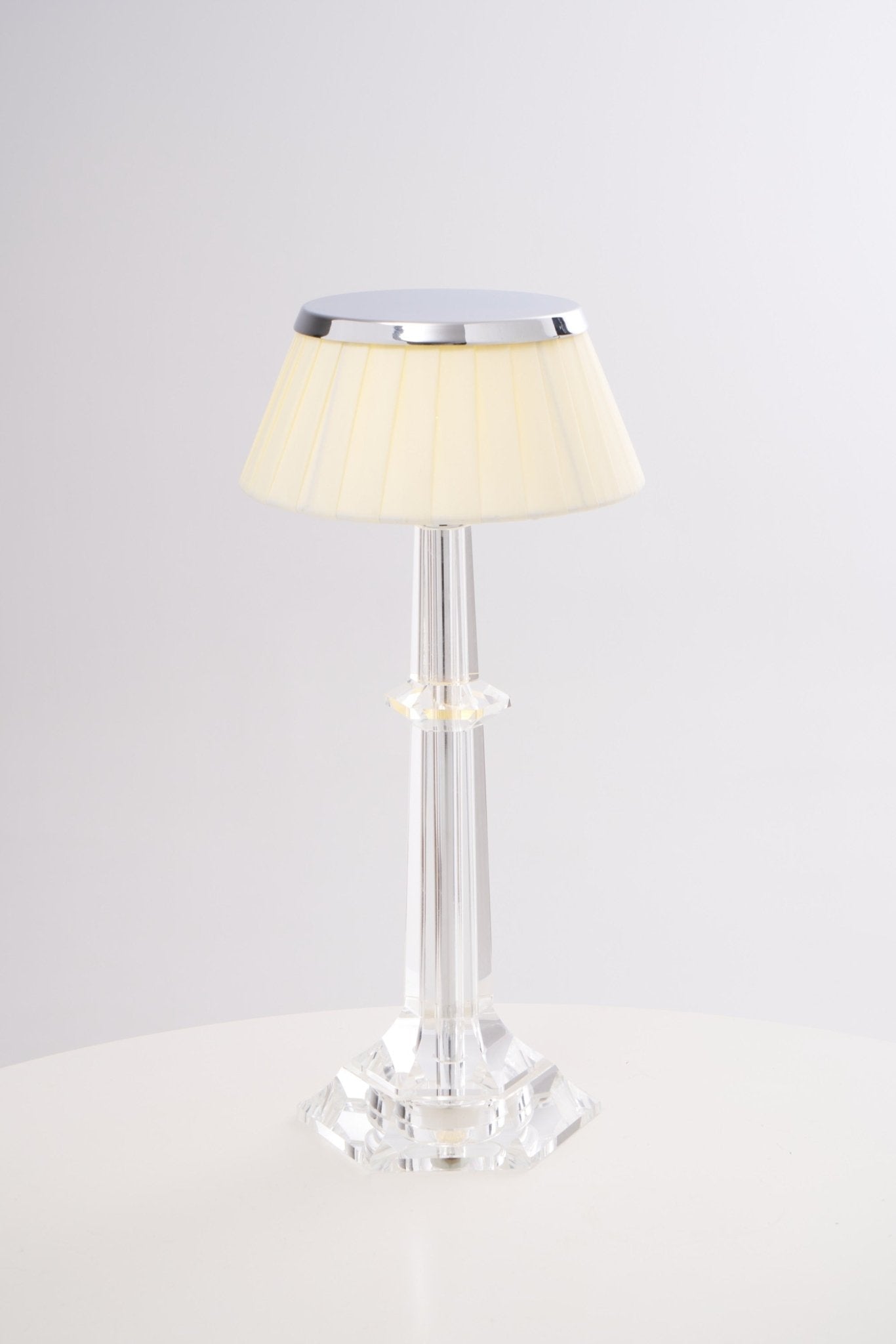 Versailles Table Lamp | Metal & Glass | Chrome Finish, White Shade
