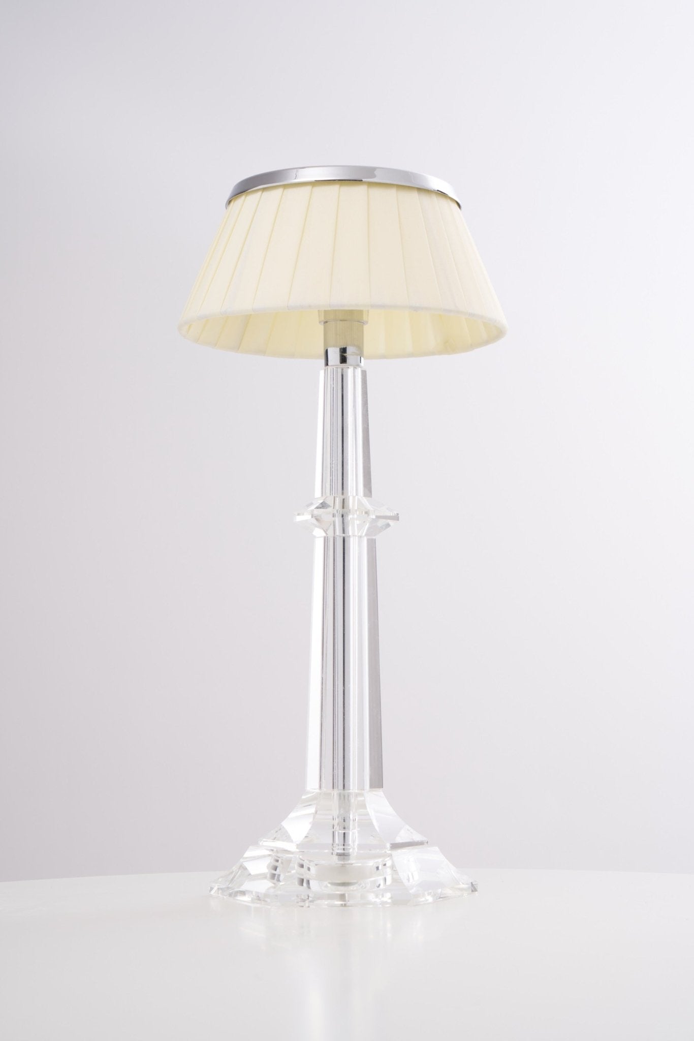 Versailles Table Lamp | Metal & Glass | Chrome Finish, White Shade