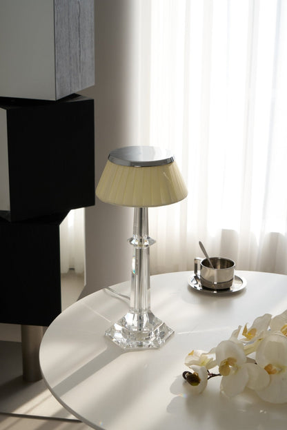 Versailles Table Lamp | Metal & Glass | Chrome Finish, White Shade