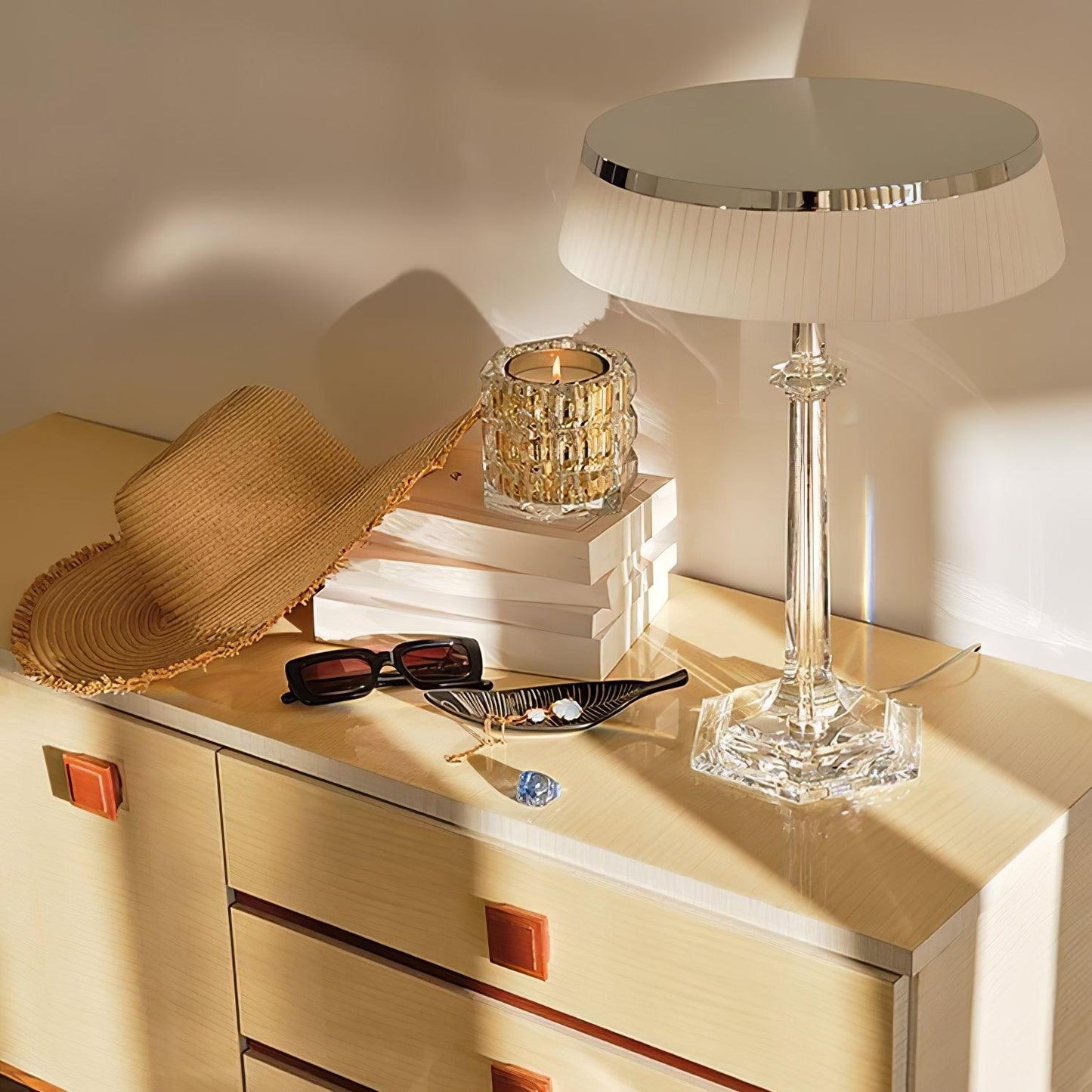 Versailles Table Lamp | Metal & Glass | Chrome Finish, White Shade