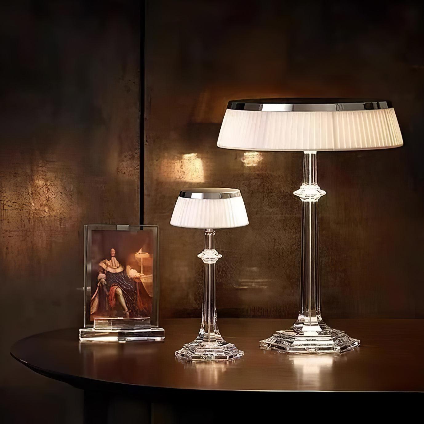 Versailles Table Lamp | Metal & Glass | Chrome Finish, White Shade