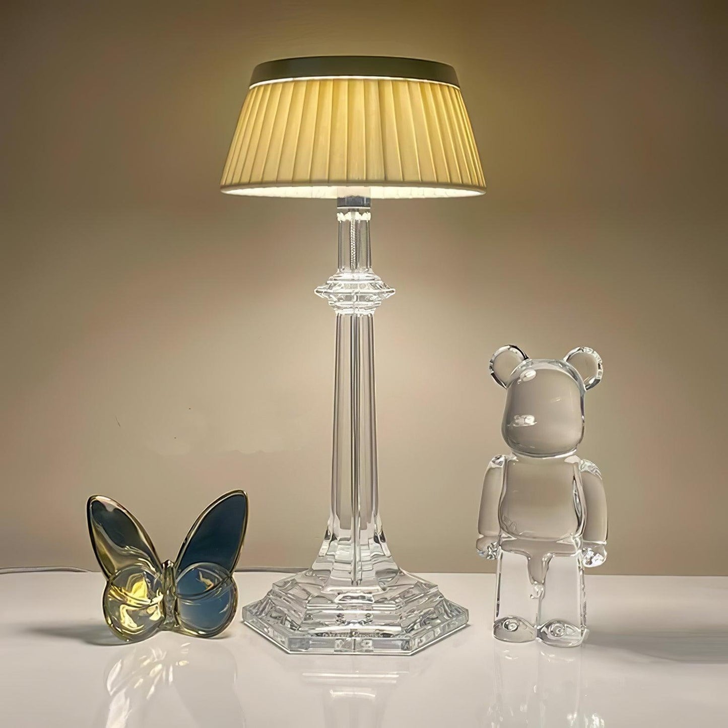 Versailles Table Lamp | Metal & Glass | Chrome Finish, White Shade