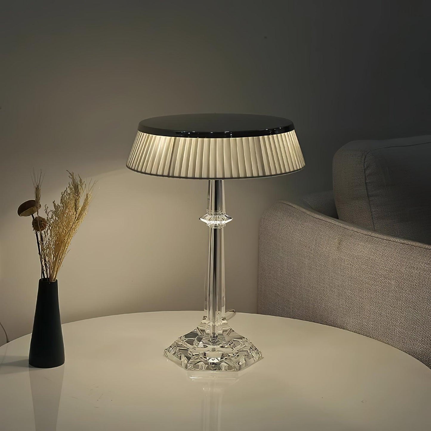 Versailles Table Lamp | Metal & Glass | Chrome Finish, White Shade