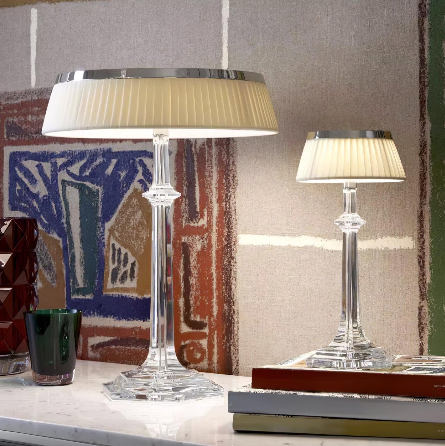 Versailles Table Lamp | Metal & Glass | Chrome Finish, White Shade