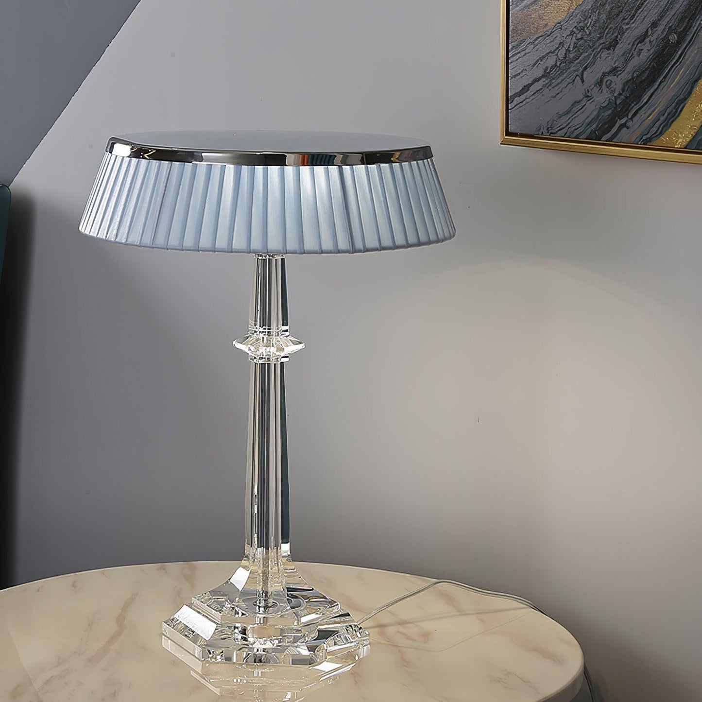 Versailles Table Lamp | Metal & Glass | Chrome Finish, White Shade