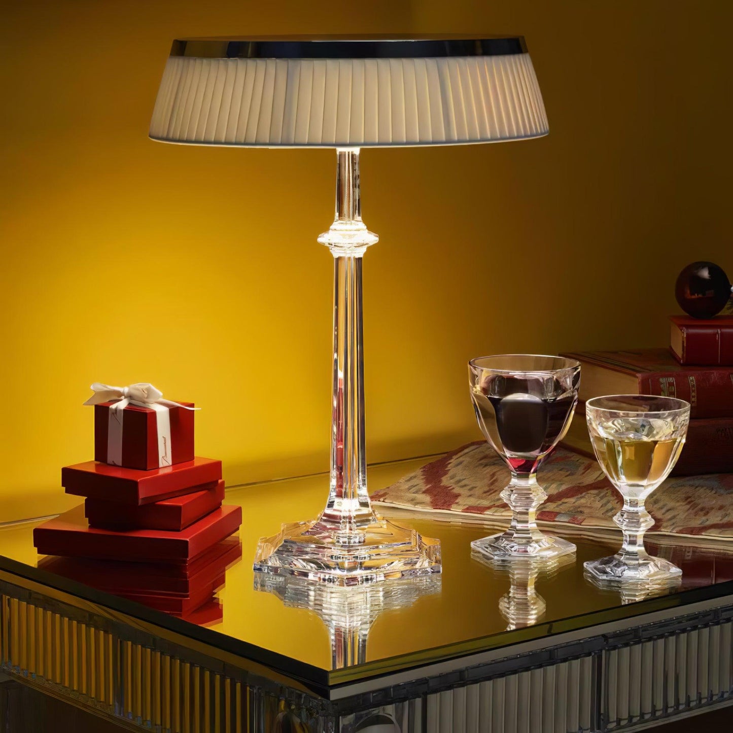 Versailles Table Lamp | Metal & Glass | Chrome Finish, White Shade